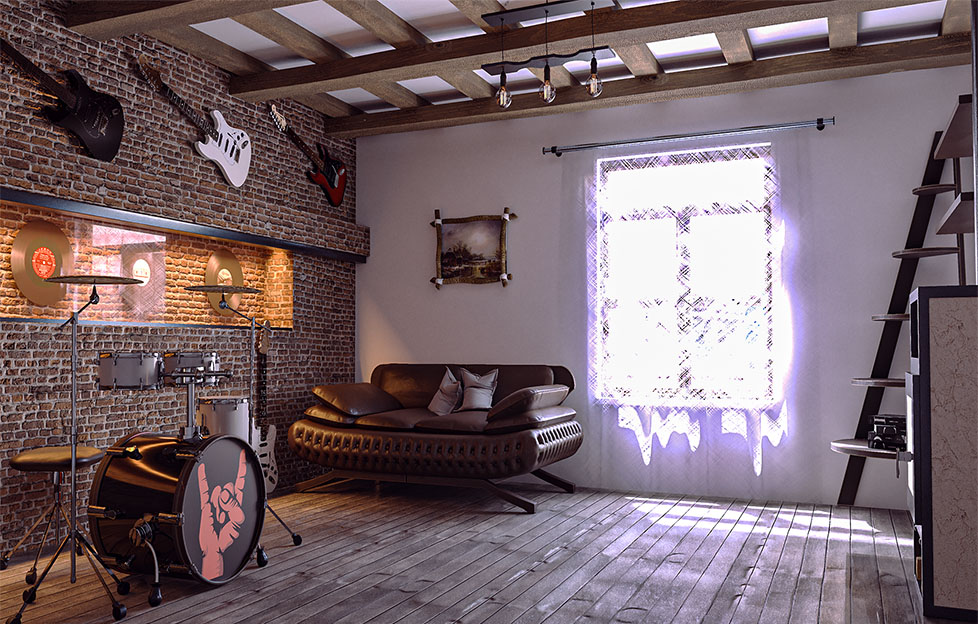 3D-Wohnzimmer-Musikzimmer-Architekturvisualisierung-Modellierung-Nachher
